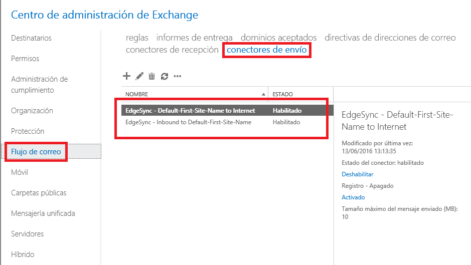 Administración de la topología del flujo de correo de Microsoft Exchange Server