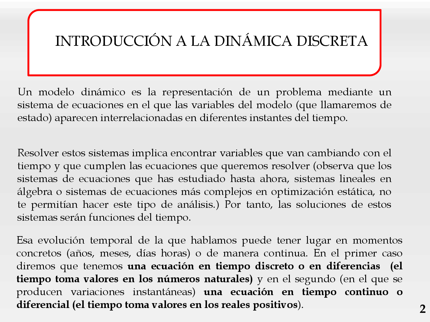 Introducción a los sistemas dinámicos lineales