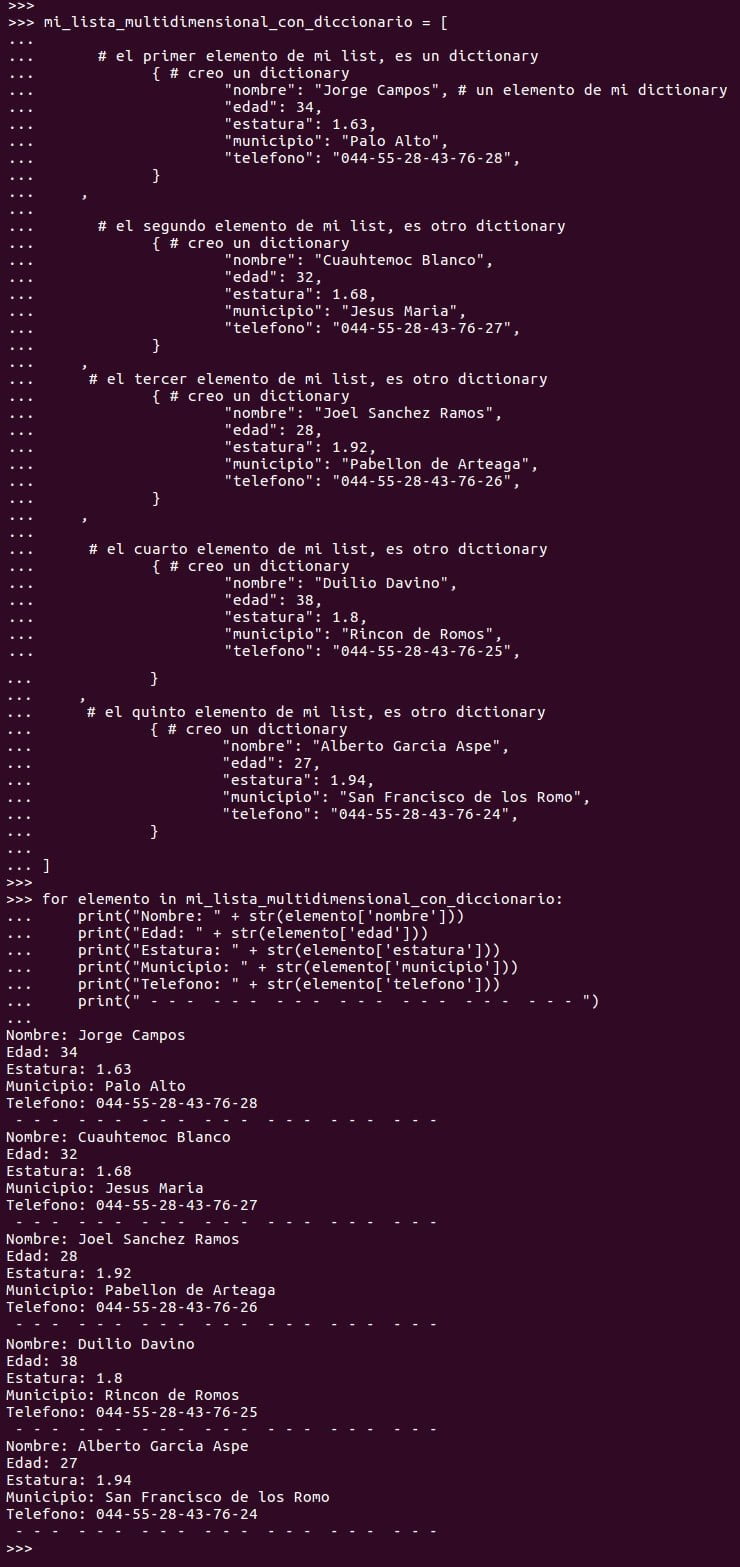 Manipulación de listas y diccionarios en Python