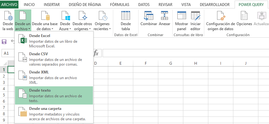 Recuperar, transformar y combinar datos usando Power Query